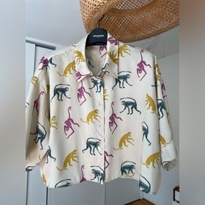 Zara Cream Shirt with Animal Print